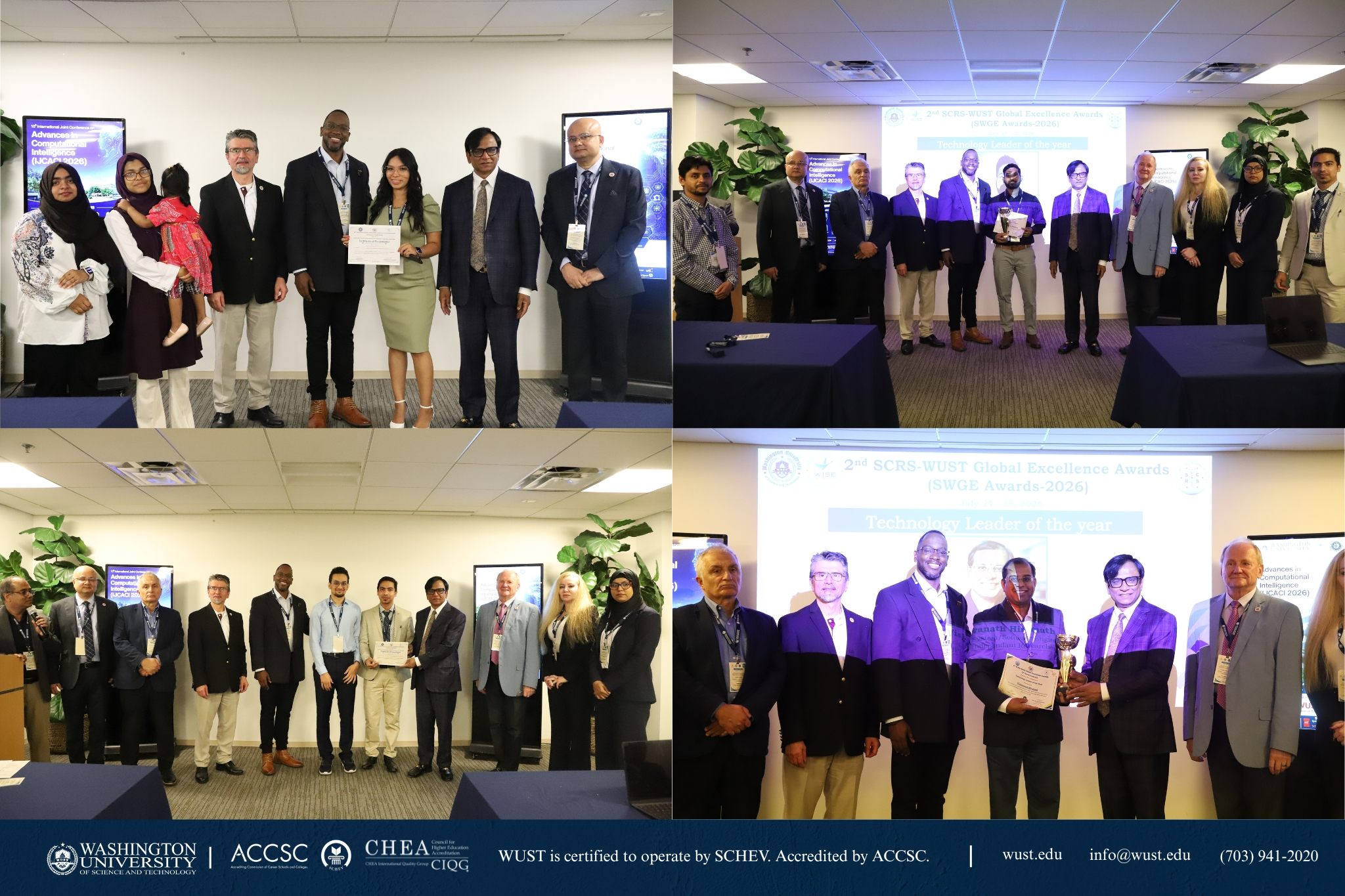 IJCACI 2026 paper presenters receiving certificates at WUST